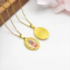 Golden Virgin Mary image oval pendant necklace, 45cm long stainless steel chain, ethnic style religious jewelry Application Scenario